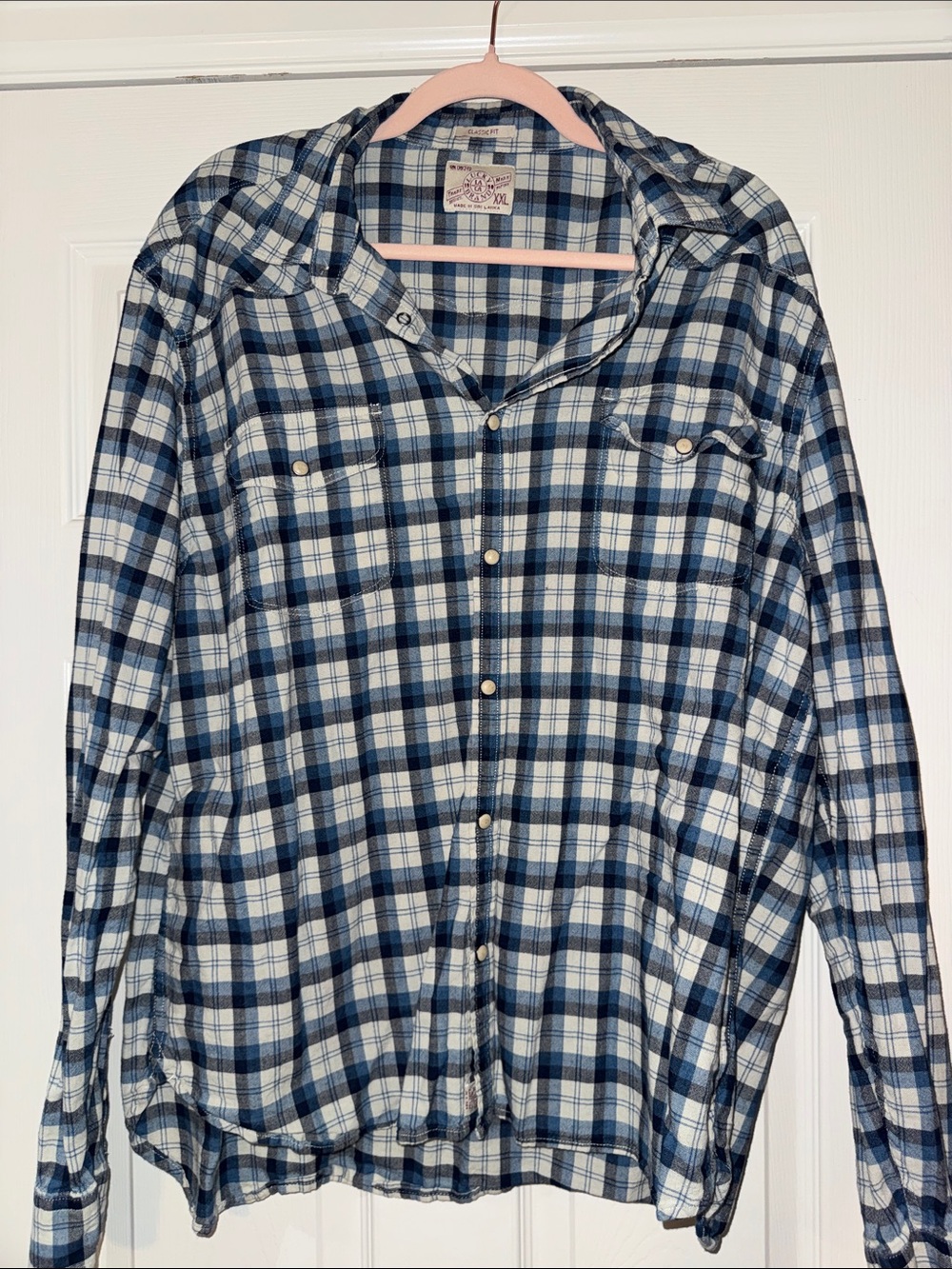 Lucky Brand Blue and White Plaid Button-Down Shirt